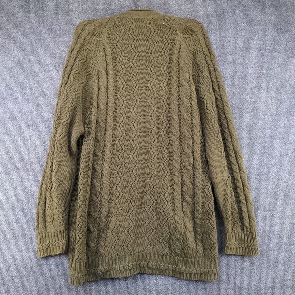 Crazy Horse Women's Button Front Cable Knit Cardigan Sweater Green XL V-Neck - Picture 5 of 11